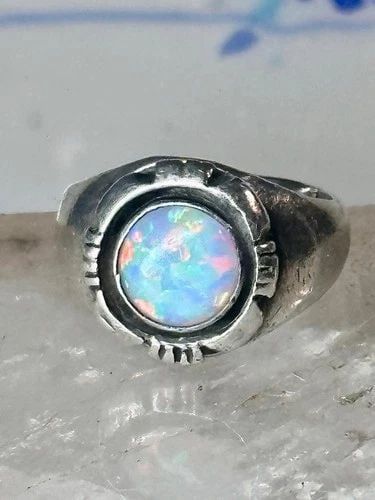 NAVAJO LAB OPAL RING SIGNED B SIZE 5.75 STERLING SILVER WOMEN (1 of 2)