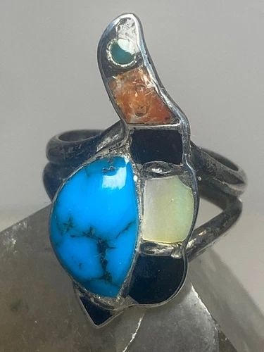 TURTLE RING SIZE 6 TURQUOISE NAVAJO SOUTHWEST STERLING SILVER WOMEN GIRLS (1 of 2)