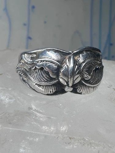 LEAVES RING FEATHER BAND MEN WOMEN BIKER SOUTHWEST SIZE 11.75 STERLING SILVER (1 of 2)