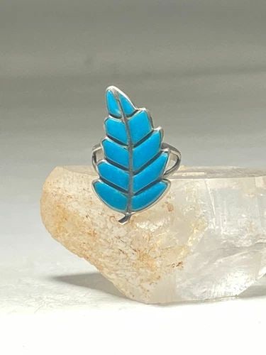 LEAF RING TURQUOISE SOUTHWEST STERLING SILVER WOMEN (1 of 2)
