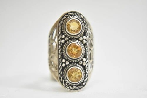 CITRINE RING SIZE 6.75 LONG STERLING SILVER WOMEN (1 of 2)