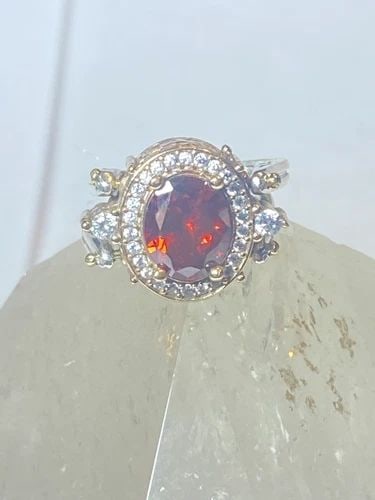 REVERSIBLE RING RED STONE BLACK STONE COCKTAIL STERLING SILVER WOMEN (1 of 2)