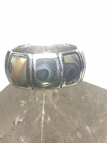 ABALONE RING SHELL PINKY BAND STERLING SILVER WOMEN GIRLS (1 of 2)
