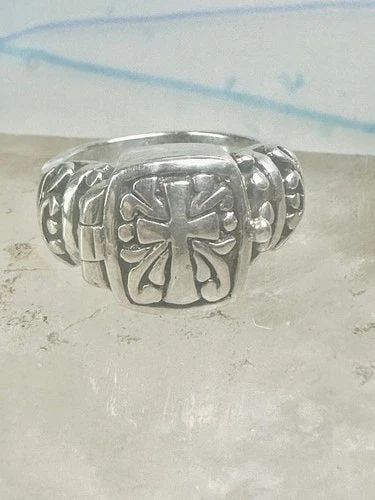 CROSS POISON RING RELIGIOUS CHRISTIAN SIZE 6 STERLING SILVER WOMEN GIRLS (1 of 2)