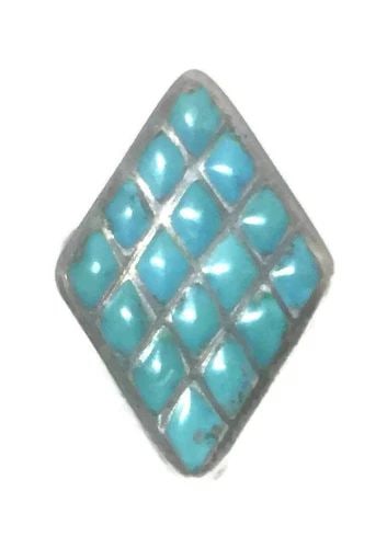ZUNI RING TURQUOISE PETITE POINT STERLING SILVER SIZE 5.2: ZUNI RING TURQUOISE PETITE POINT STERLING SILVER SIZE 5.2 Zuni Ring Turquoise Petite Point Sterling Silver Native American Size 5.25 Weight 4.4g Widest Part of the Band 1" Thinnest Part of the Band 5/