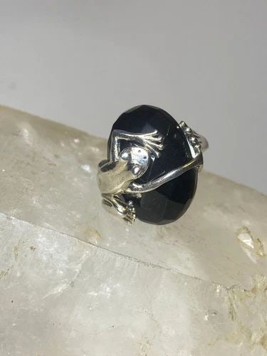 FROG RING SIZE 9 COCKTAIL FACETED STONE STERLING SILVER WOMEN (1 of 2)