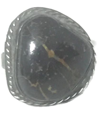 VINTAGE STERLING SILVER SOUTHWEST TRIBAL RING SIZE 6.25 JASPER OR PETRIFIED WOOD (1 of 2)