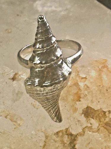 SHELL RING SIGN WASHED ASHORE BAND SNAIL SIZE 5.75 STERLING SILVER WOMEN: SHELL RING SIGN WASHED ASHORE BAND SNAIL SIZE 5.75 STERLING SILVER WOMEN Vintage Shell ring sign Washed Ashore band snail size 5.75 sterling silver women Size 5.75 Between a size 5.75 and a size 6 Wei