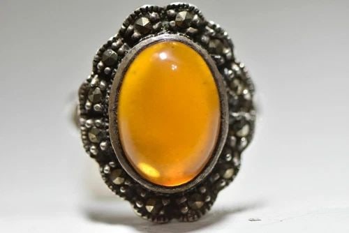 MARCASITE RING COCKTAIL STERLING SILVER WOMEN SIZE 7 (1 of 2)