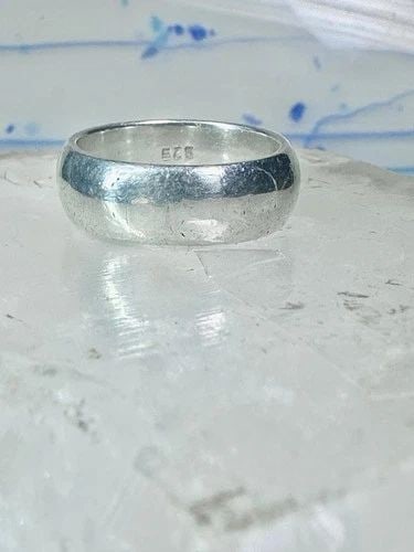 WEDDING RING PLAIN COMFORT PLEASANT FEEL WEIGHT BAND SIZE 8 STERLING SILVER WOME (1 of 2)