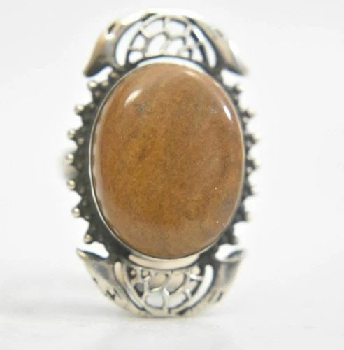 JASPER LONG RING VINTAGE RING WOMEN STERLING SILVER SIZE 8.50 (1 of 2)