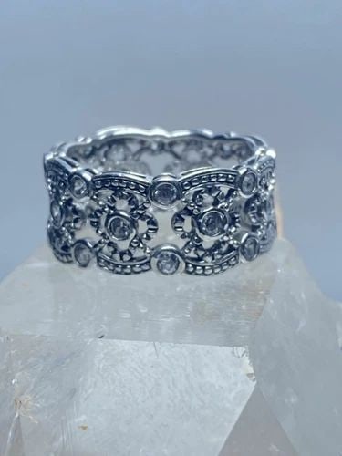 COCKTAIL RING SIZE 6.50 CZ STACKER BAND STERLING SILVER WOMEN (1 of 2)