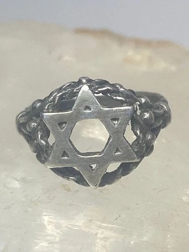 STAR OF DAVID RING RELIGIOUS JUDAICA BAND STERLING SILVER WOMEN GIRLS (1 of 2)
