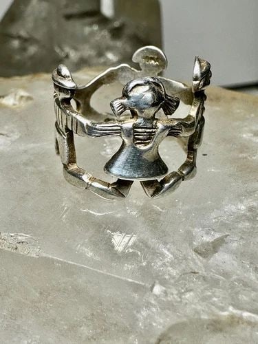 CHILDREN RING TEACHERS BAND FIGURATIVE SIZE 5.50 STERLING SILVER WOMEN GIRLS (1 of 2)