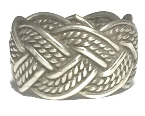 VINTAGE BRAIDED ROPE BAND STERLING SILVER RING BOHO THUMB SIZE 6.25 SOUTHWEST (1 of 2)
