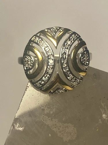 GEOMETRIC RING COCKTAIL CZ'S STERLING SILVER WOMEN (1 of 2)