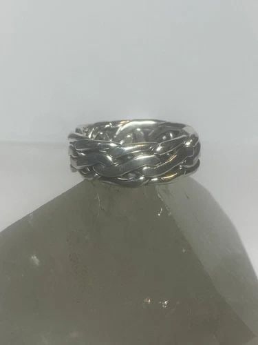 ROPE RING SOLID BAND STERLING SILVER WOMEN MEN: ROPE RING SOLID BAND STERLING SILVER WOMEN MEN Rope ring solid band sterling silver women men Size 7.75 Weight 9g Band Width. 5/16"