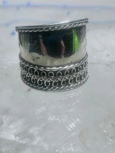 CIGAR BAND WIDE RING BAND SIZE 5 STERLING SILVER WOMEN GIRLS (1 of 2)