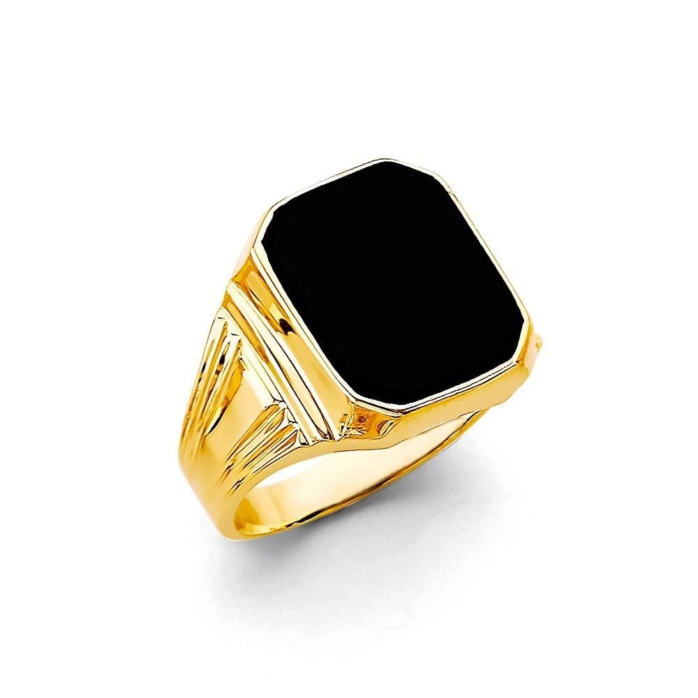 NEW 14K YELLOW GOLD ONYX MEN'S RING - SIZE 10 (1 of 2)