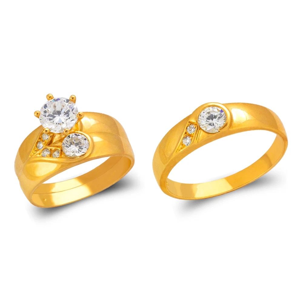 NEW 14K YELLOW GOLD WEDDING TRIO RING SET (1 of 2)