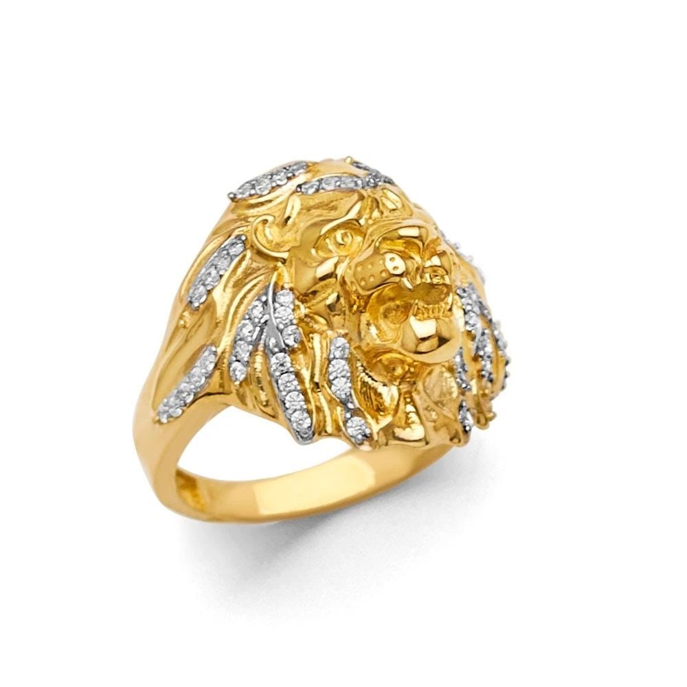 NEW 14K TWO TONE GOLD LION MEN'S RING - SIZE 10: NEW 14K TWO TONE GOLD LION MEN'S RING LION MEN'S RING NEW 14K TWO TONE GOLD WIDTH : WEIGHT : 6.9g