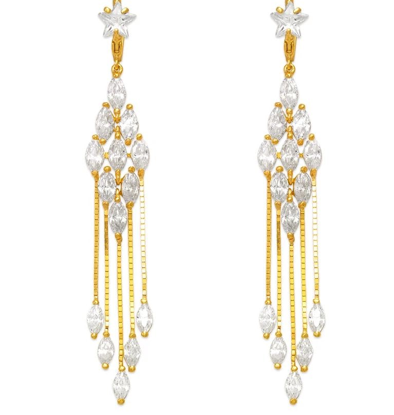 NEW 14K YELLOW GOLD FANCY CHANDELIER DROP EARRINGS (1 of 2)