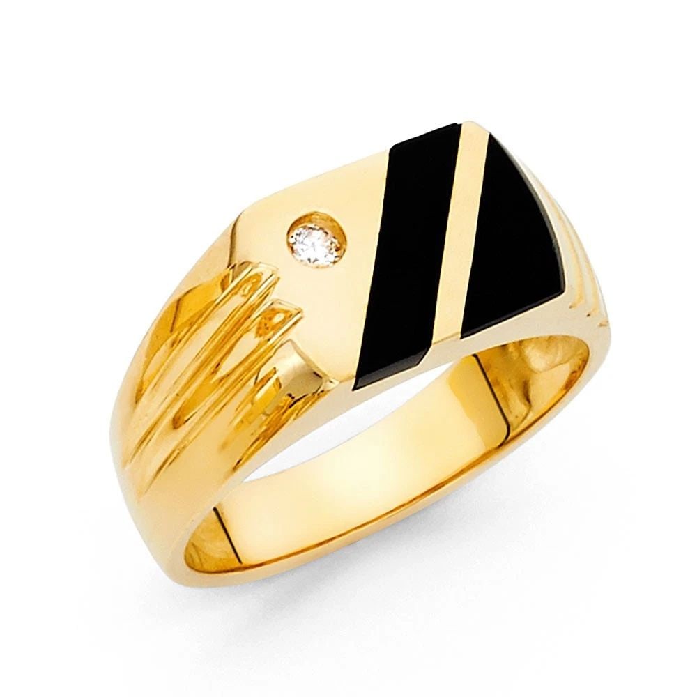 NEW 14K YELLOW GOLD ONYX MEN'S RING - SIZE 10 (1 of 2)
