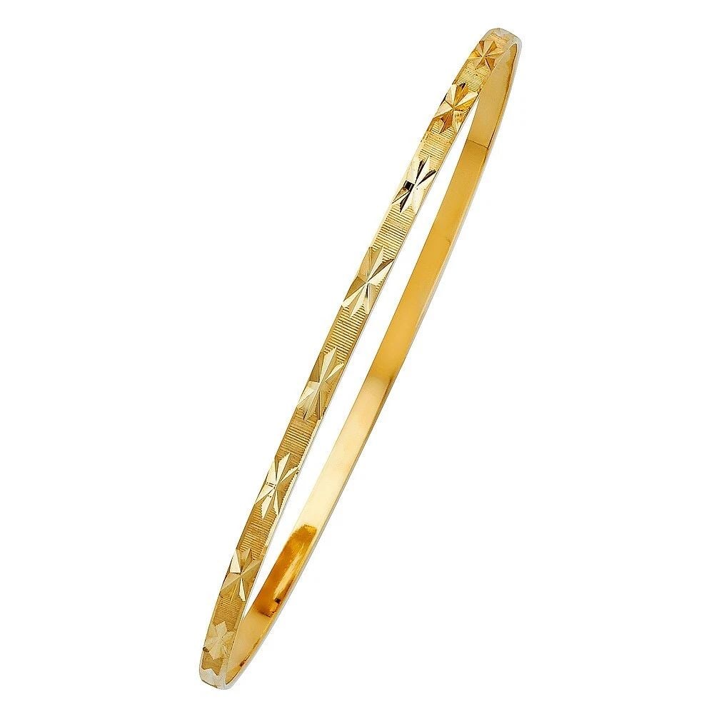 NEW 14K YELLOW GOLD 3MM SOLID BANGLE (1 of 2)