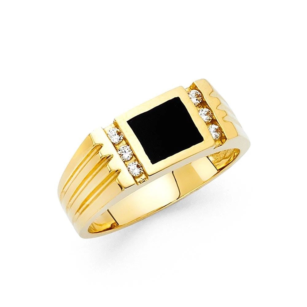 NEW 14K YELLOW GOLD ONYX MEN'S RING - SIZE 10: NEW 14K YELLOW GOLD ONYX MEN'S RING ONYX MEN'S RING NEW 14K YELLOW GOLD WIDTH : 9 mm WEIGHT : 6.5g