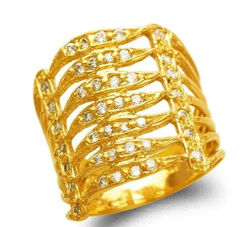 NEW 14K YELLOW GOLD LADIES STACKED FASHION RING (1 of 2)