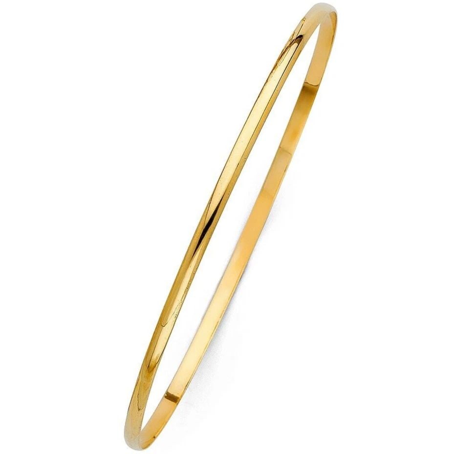 NEW 14K YELLOW GOLD 2MM SOLID BANGLE (1 of 2)