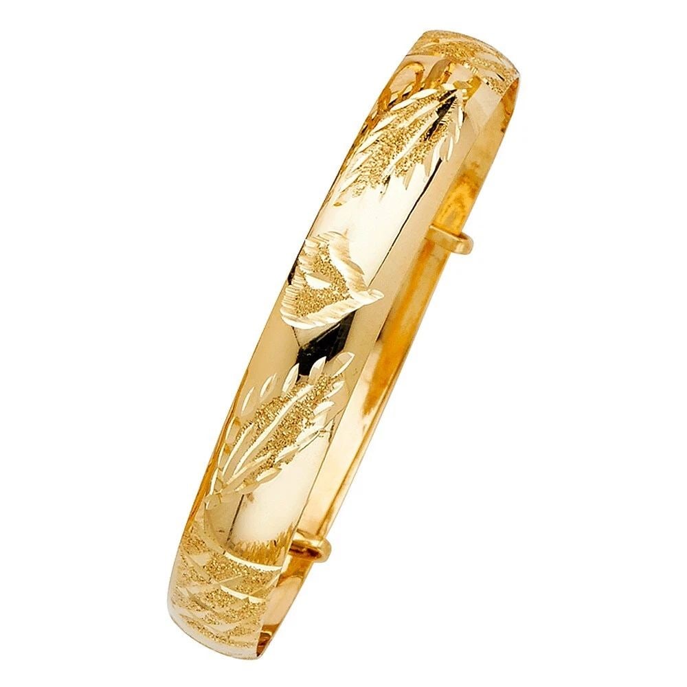 NEW 14K YELLOW GOLD ADJUSTABLE LADIES BANGLE (1 of 2)