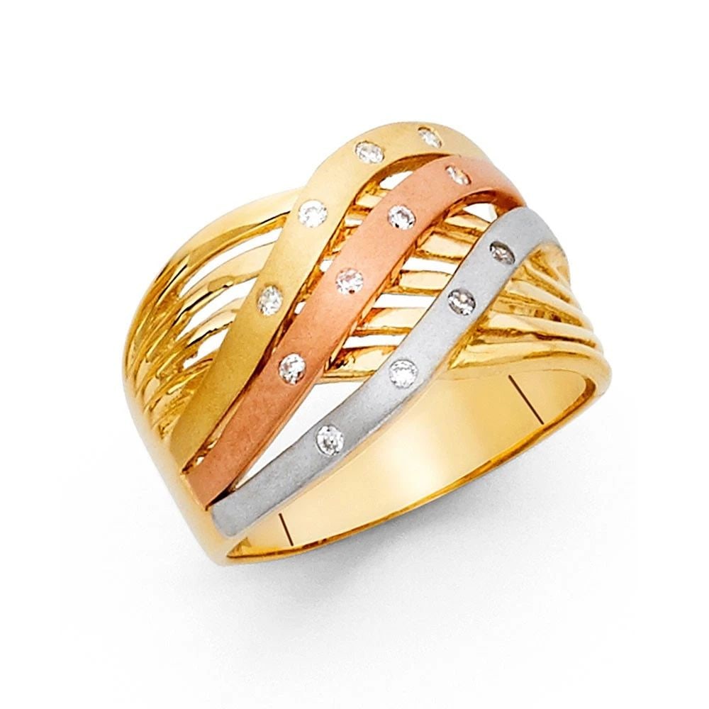 NEW 14K TRI COLOR GOLD FANCY RING (1 of 2)