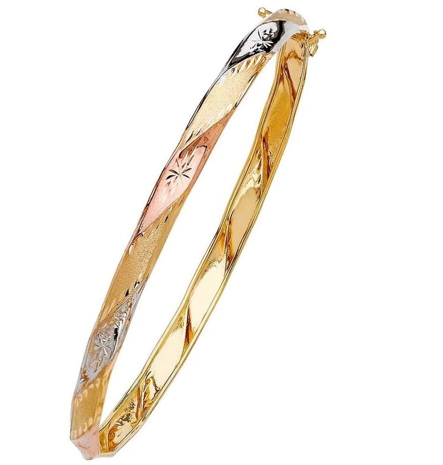 NEW 14K TRI COLOR GOLD FLEXIBLE BANGLE (1 of 2)