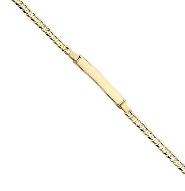 NEW 14K YELLOW GOLD CURB ID BRACELET: 14K YELLOW GOLD CUBAN ID BRACELET CUBAN ID BRACELET NEW 14K YELLOW GOLD LENGTH - 7.5in Apx WEIGHT - 5.8g