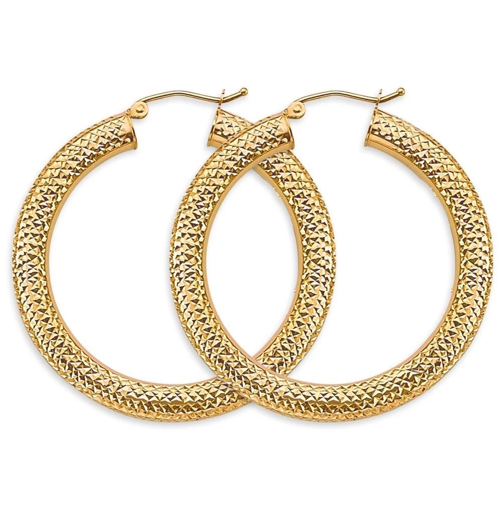 NEW 14K YELLOW GOLD 4.5MM DC ROUND TUBE HOOP EARRINGS: NEW 14K YELLOW GOLD 4.5MM DC ROUND TUBE HOOP EARRINGS 4.5MM DC ROUND TUBE HOOP EARRINGS NEW 14K YELLOW GOLD HEIGHT - 40 mm WIDTH - 40 mm Apx WEIGHT - 4.3 g