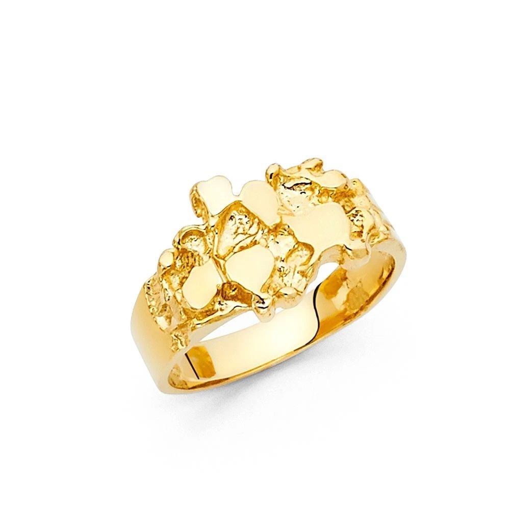 NEW 14K YELLOW GOLD NUGGET RING: NEW 14K YELLOW GOLD NUGGET RING NUGGET RING NEW 14K YELLOW GOLD WIDTH : 10 mm WEIGHT : 5.6g