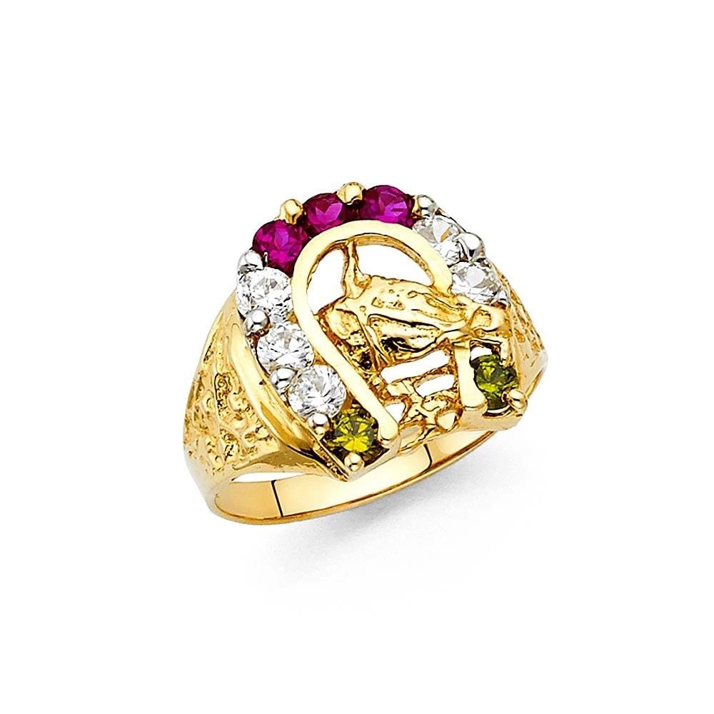 NEW 14K YELLOW GOLD LUCKY HORSE SHOE MEN'S RING - SIZE 10 (1 of 2)