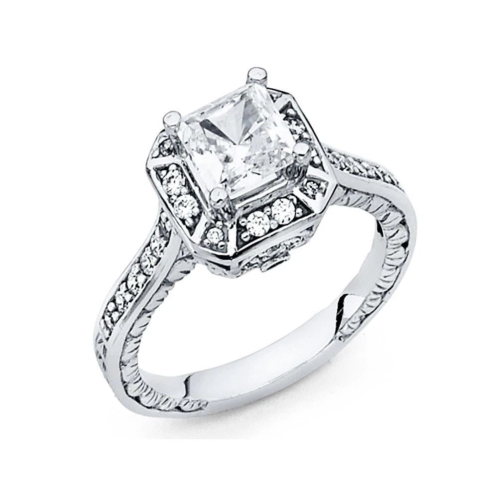 NEW 14K WHITE GOLD ENGAGEMENT RING - SIZE 7 (1 of 2)