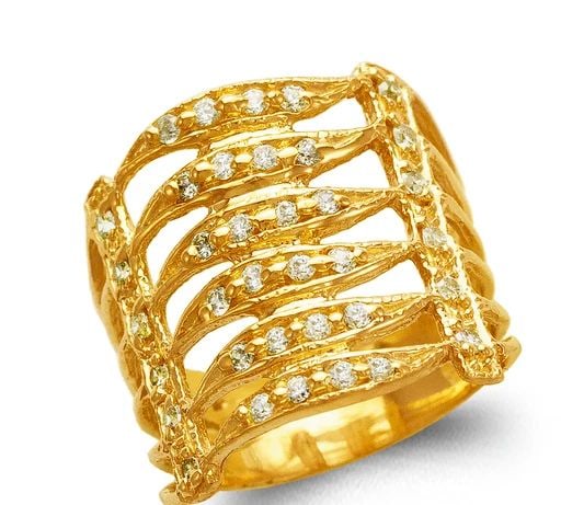 NEW 14K YELLOW GOLD LADIES STACKED FASHION RING (1 of 2)