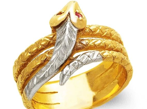 NEW 14K TWO TONE GOLD LADIES SNAKE FASHION RING (1 of 2)