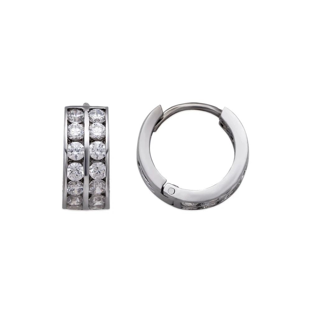 NEW 14K WHITE GOLD 16MM HUGGIE EARRINGS (1 of 2)