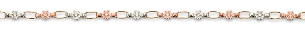 NEW 14K TRI COLOR GOLD FLOWER BRACELET: NEW 14K TRI COLOR GOLD FLOWER BRACELET FLOWER BRACELET NEW 14K TRI COLOR GOLD LENGTH - 7.25in Apx WEIGHT - g