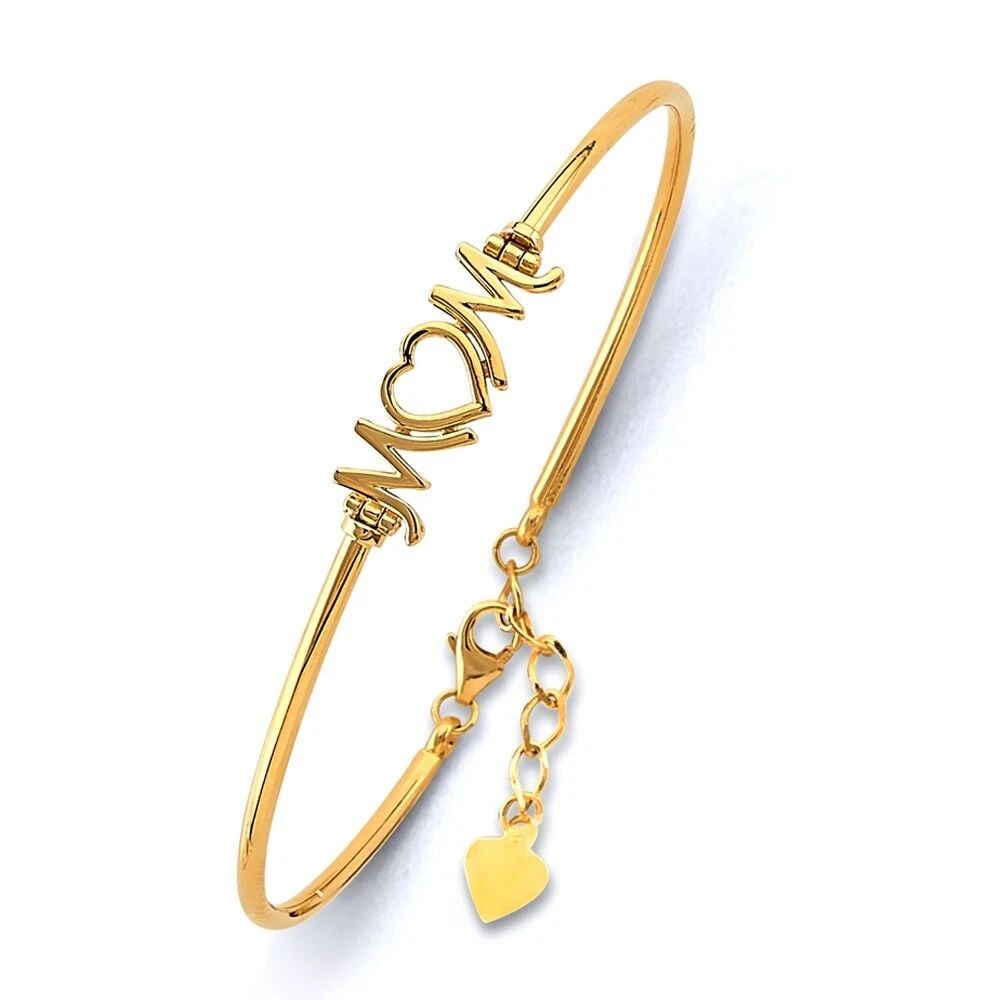 NEW 14K YELLOW GOLD ADJUSTABLE "MOM" OVAL BANGLE (1 of 2)