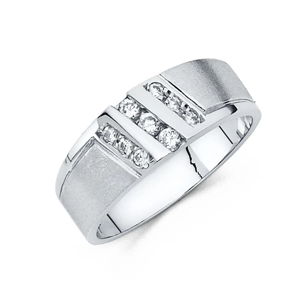 NEW 14K WHITE GOLD MEN'S WEDDING BAND - SIZE 10: NEW 14K WHITE GOLD MEN'S WEDDING BAND MEN'S WEDDING BAND NEW 14K WHITE GOLD WIDTH : 8 mm WEIGHT : 5.1g