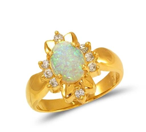 NEW 14K YELLOW GOLD LADIES OPAL RING (1 of 2)