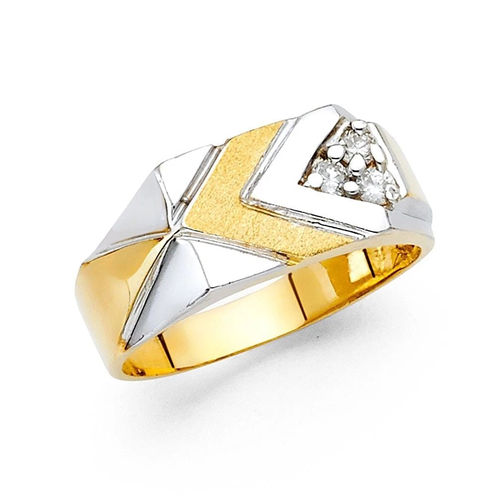 NEW 14K TWO TONE GOLD MEN'S RING - SIZE 10: NEW 14K TWO TONE GOLD MEN'S RING MEN'S RING NEW 14K TWO TONE GOLD WIDTH : 10 mm WEIGHT : 5g