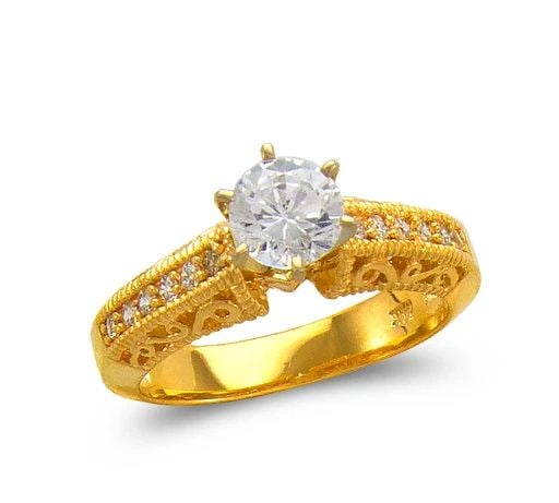 NEW 14K YELLOW GOLD LADIES FASHION SOLITAIRE RING: NEW 14K YELLOW GOLD LADIES FASHION SOLITAIRE RING LADIES FASHION SOLITAIRE RING NEW 14K YELLOW GOLD Apx. SIZE: 5mm Apx. WEIGHT: 4.9g