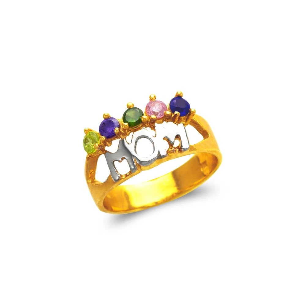 NEW 14K TWO TONE GOLD MOM RING (1 of 2)