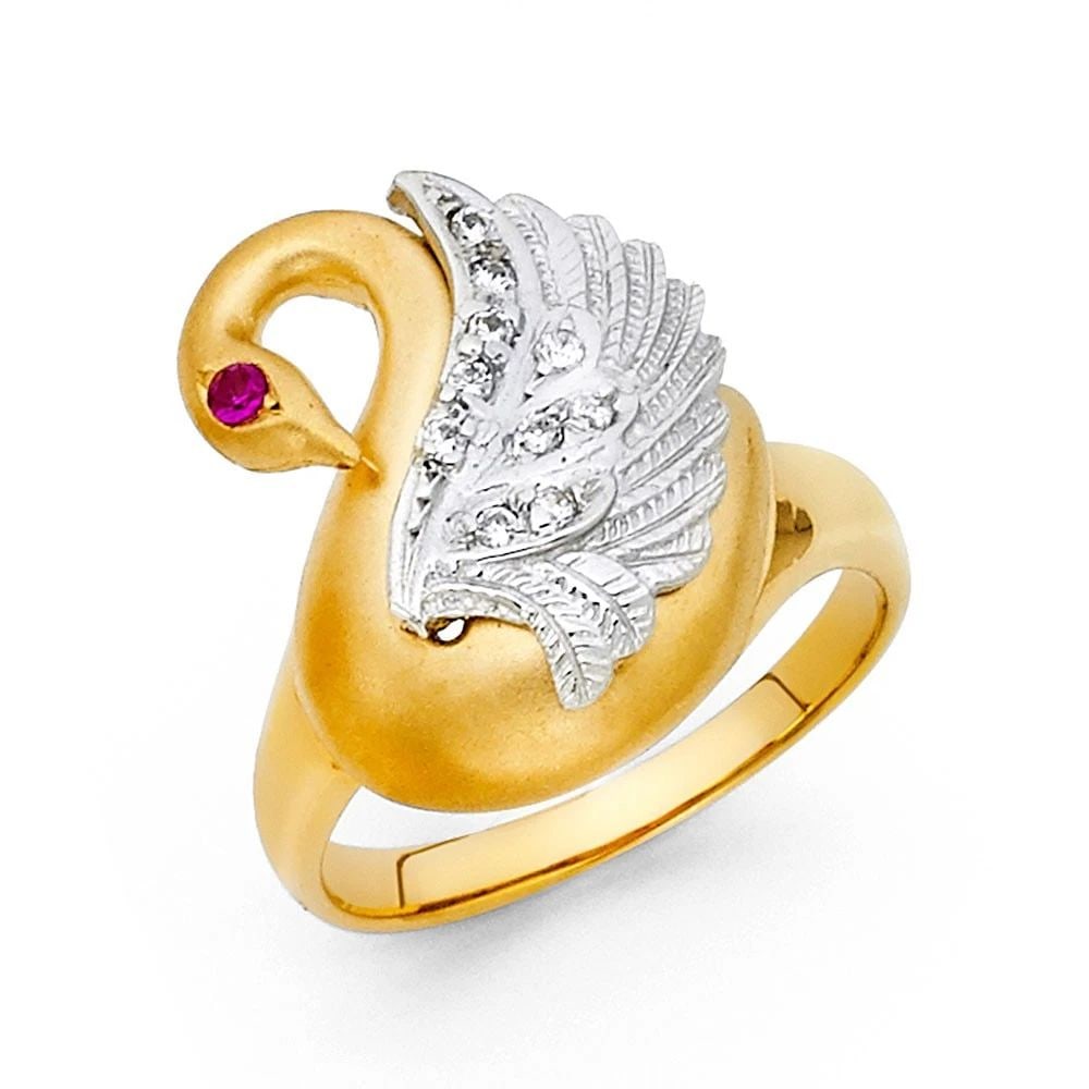 NEW 14K TWO TONE GOLD FANCY GOOSE RING (1 of 2)